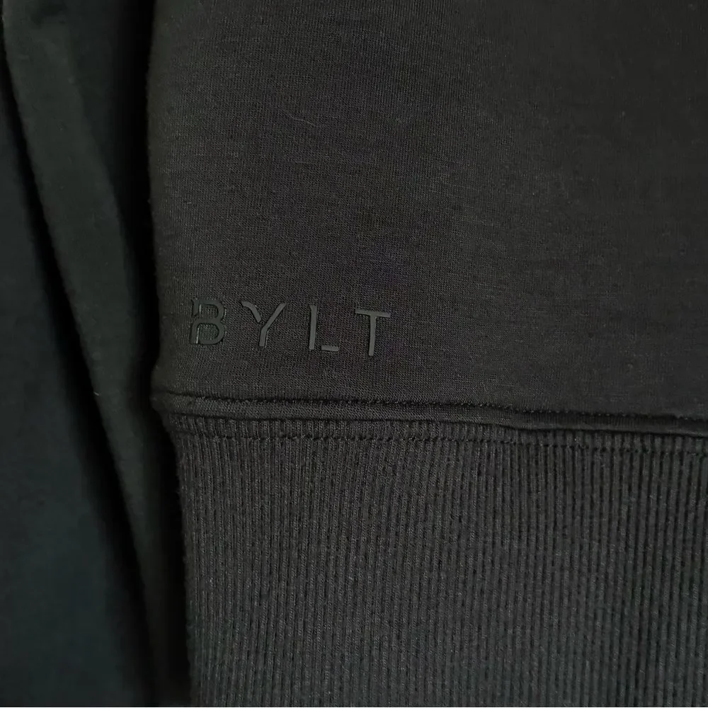 BYLT Basics Women’s Opal Black Half Zip Cropped Hoodie Lightweight Size Small